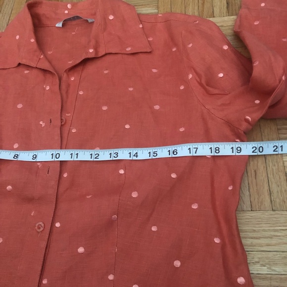 TWEEDS Salmon 100% Linen women’s 3/4 Sleeves Top  blouse Sz M - Picture 6 of 7